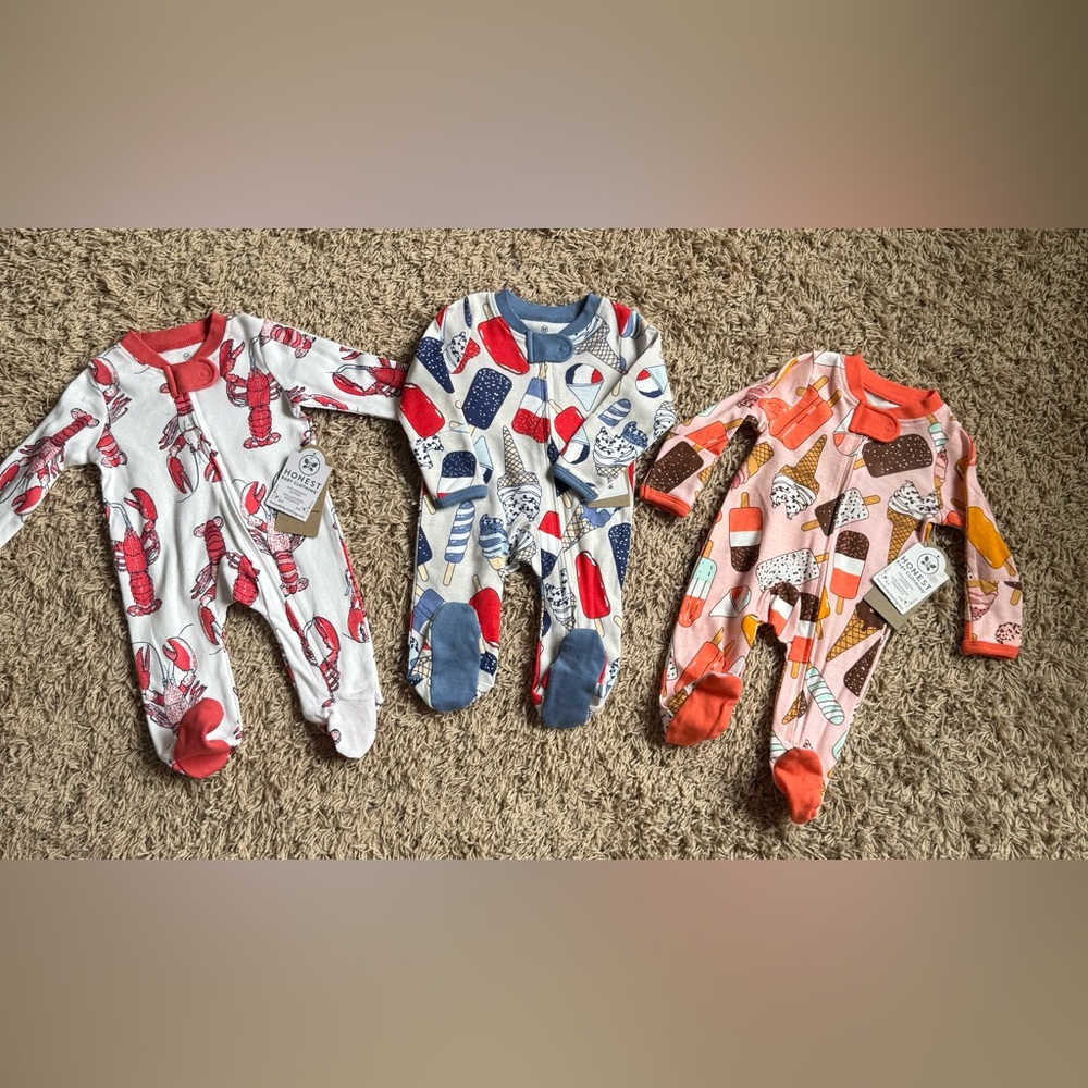 Honest Baby Clothing 3 Piece Long Sleeve Pajama Bundle Size: Newborn